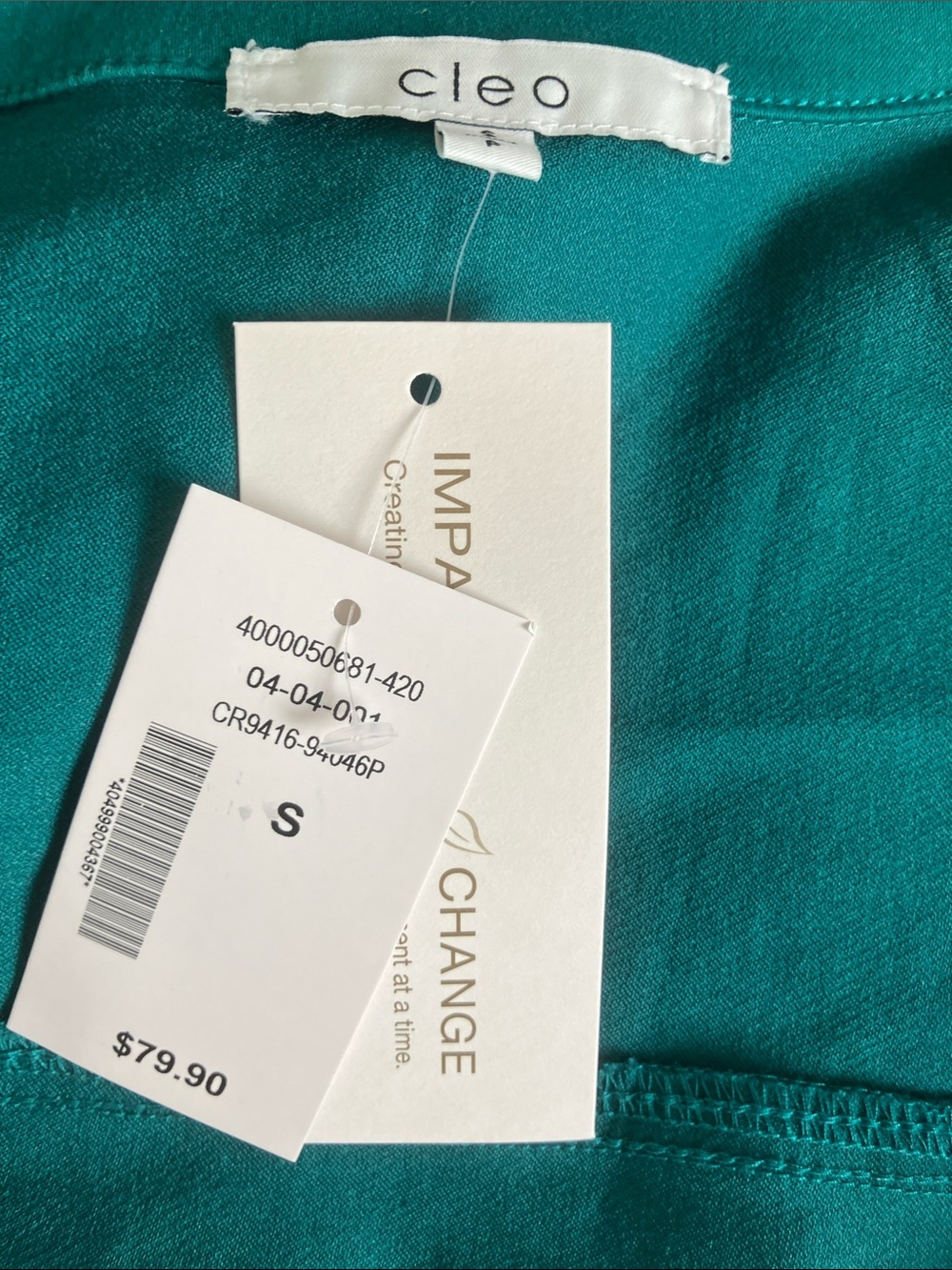 cleo Peacock (Teal) Coloured Cropped Fitted Denim Jacket Size S - Picture 9 of 12